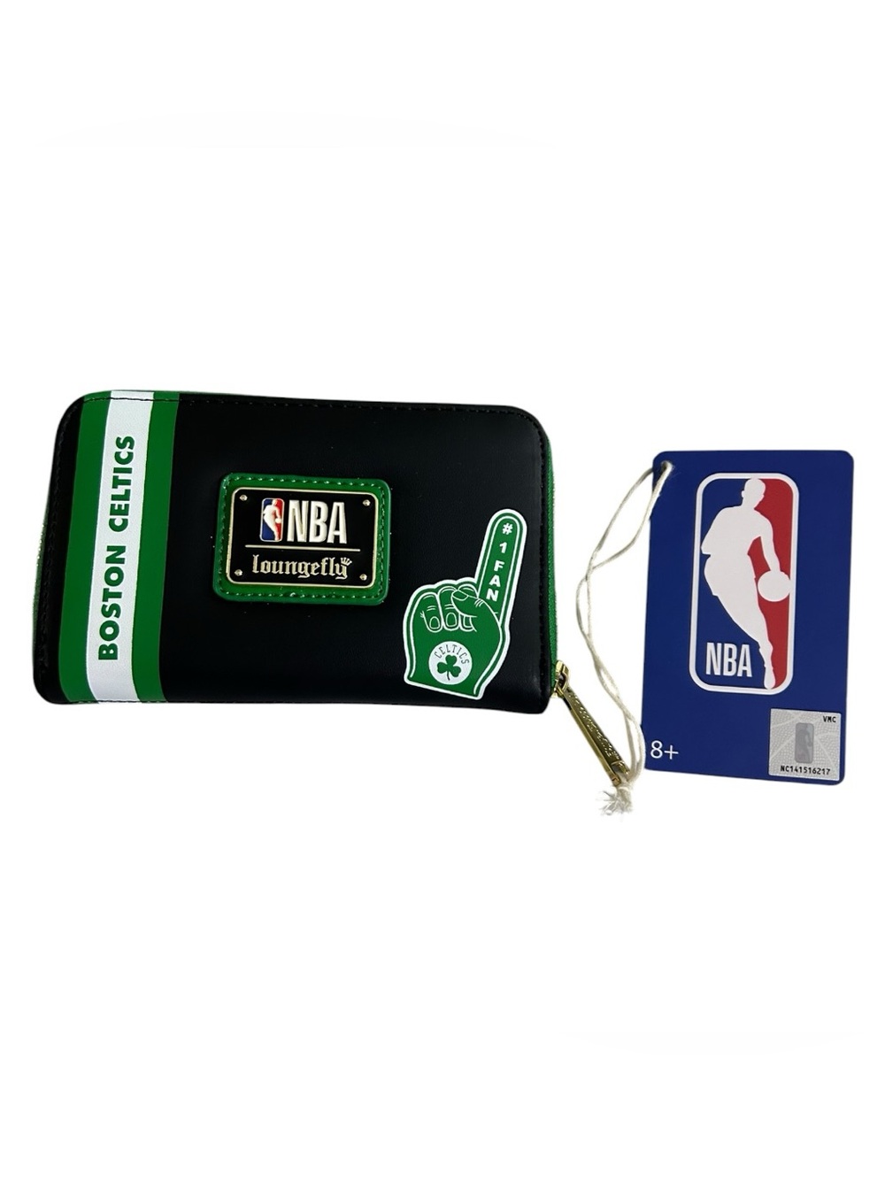 NWT Loungefly NBA Boston Celtics Patch Icons Wallet Green Black Vegan Leather